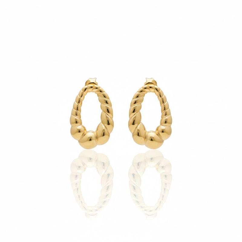 Brinco Oval Trançado Liso