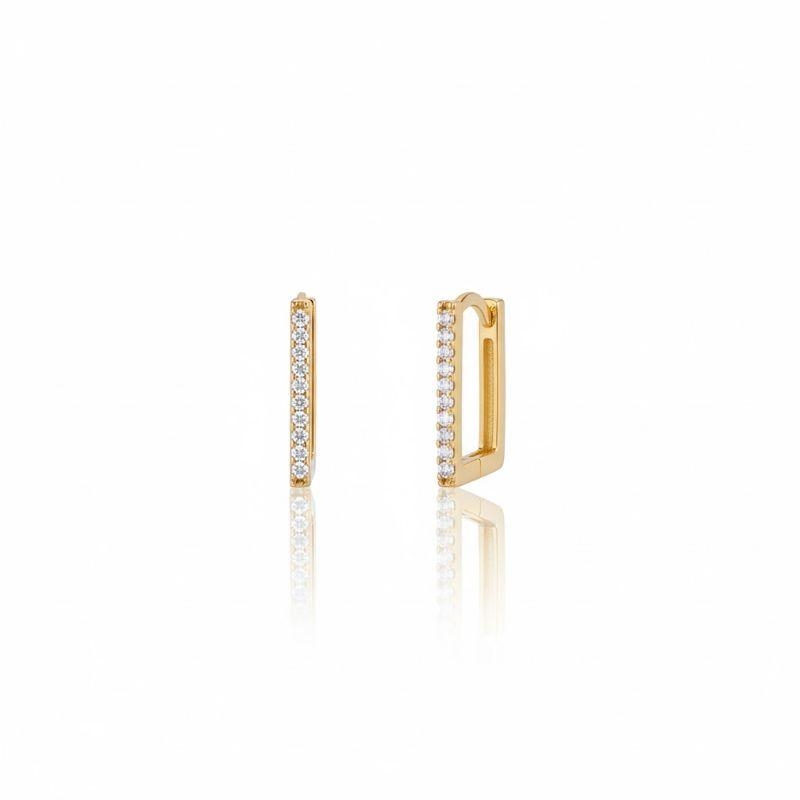 Brinco Retangular Cravejado G 20 mm