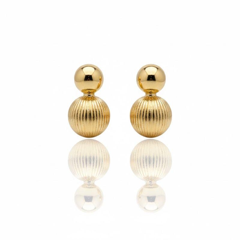 Brincos Bolas Listradas Duplas