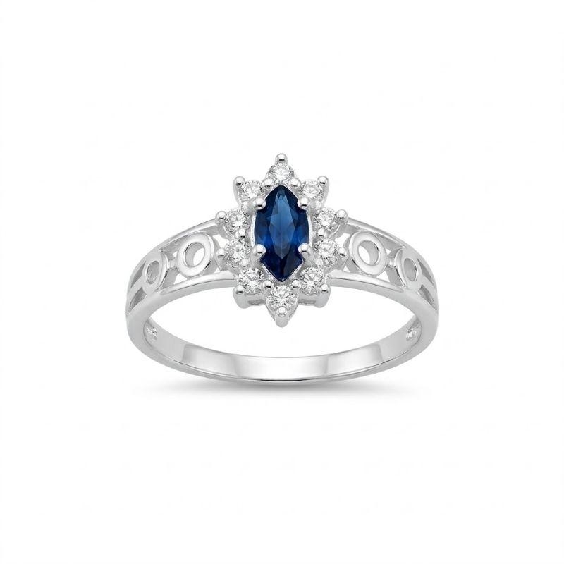 Anel Forma Oval Contorno Cravejado Ruby/Azul/Esmeralda