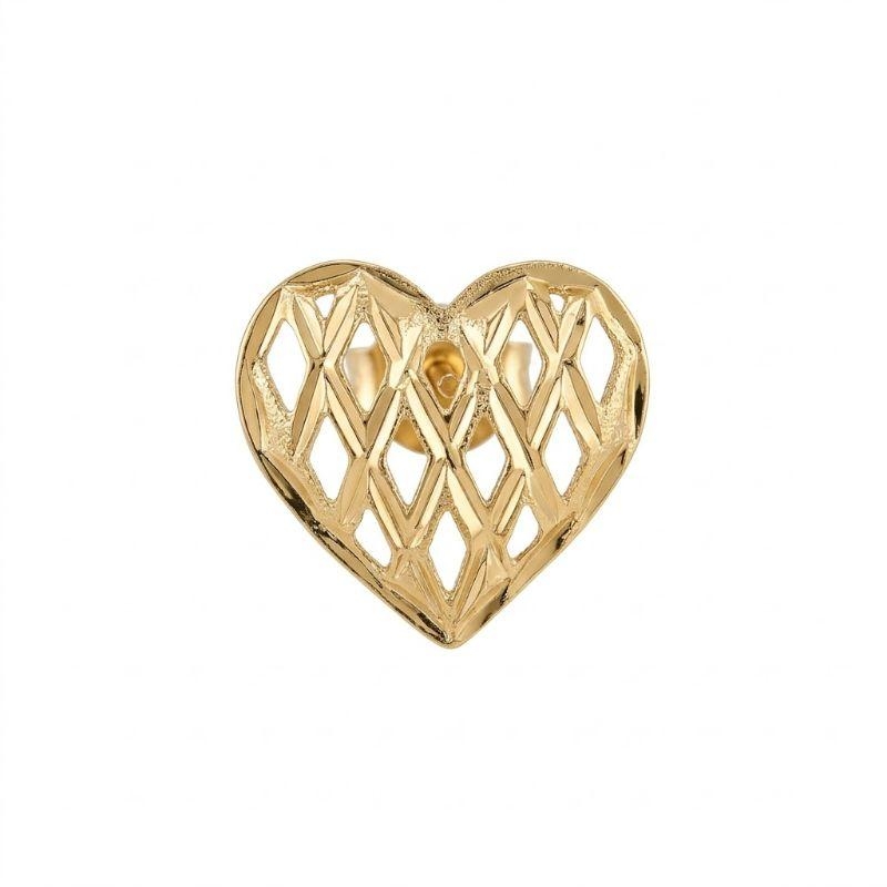 Brinco Coração Vazado Diamantado