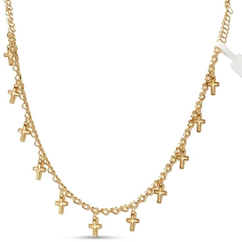 Chocker Elo Coração Pequeno com Cruz 40cm