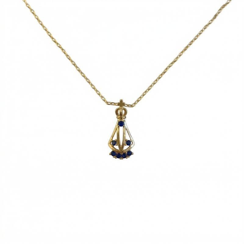 Colar Nossa Senhora 20mm Zircônia Azul