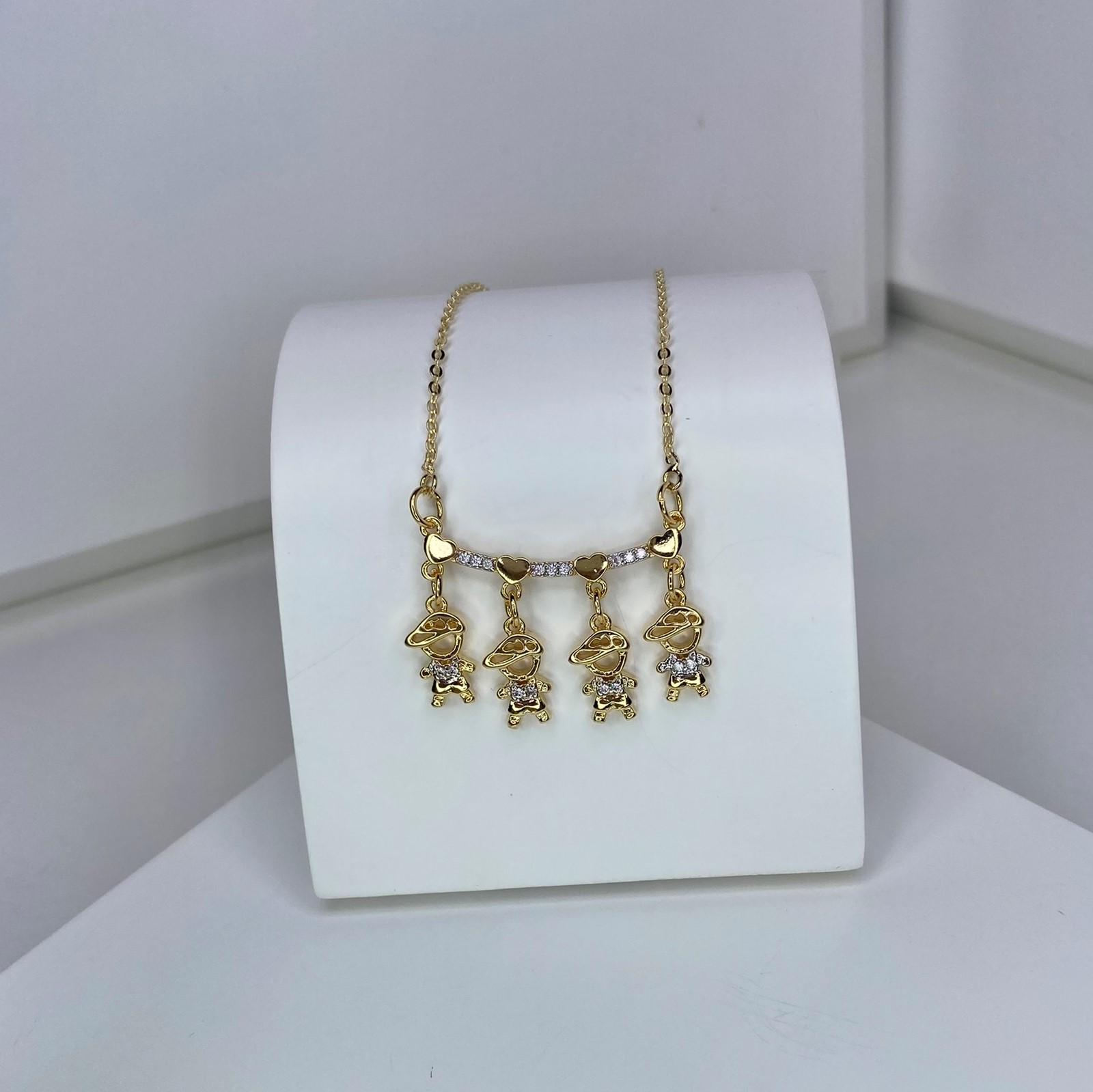 Colar Canga com Microzircônias 4 filhos
