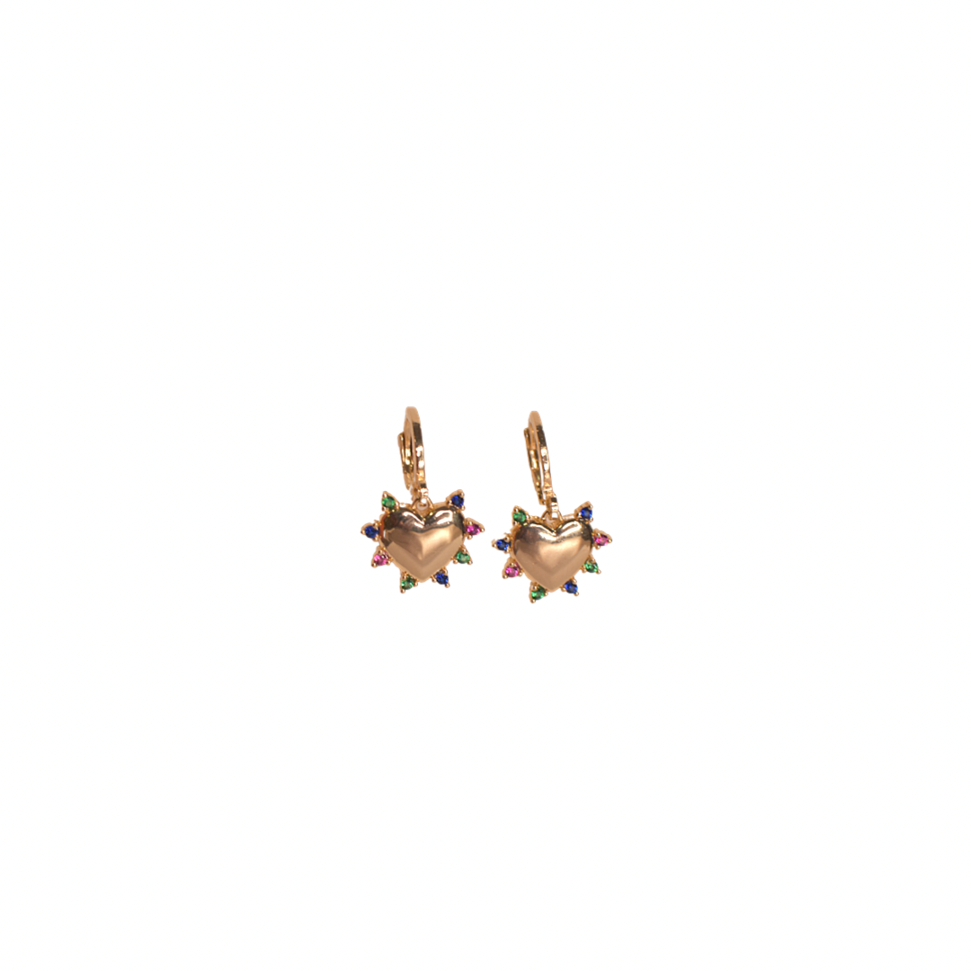 Conjunto Coração Oito Microzircônia Colorida