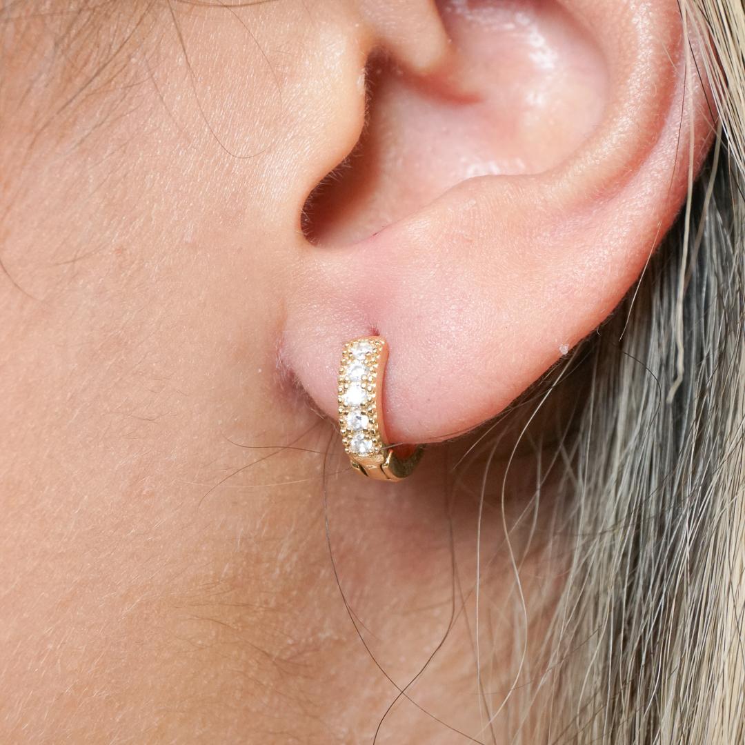 Brinco argola MicroZircônia 1 fileira 15 mm Cristal