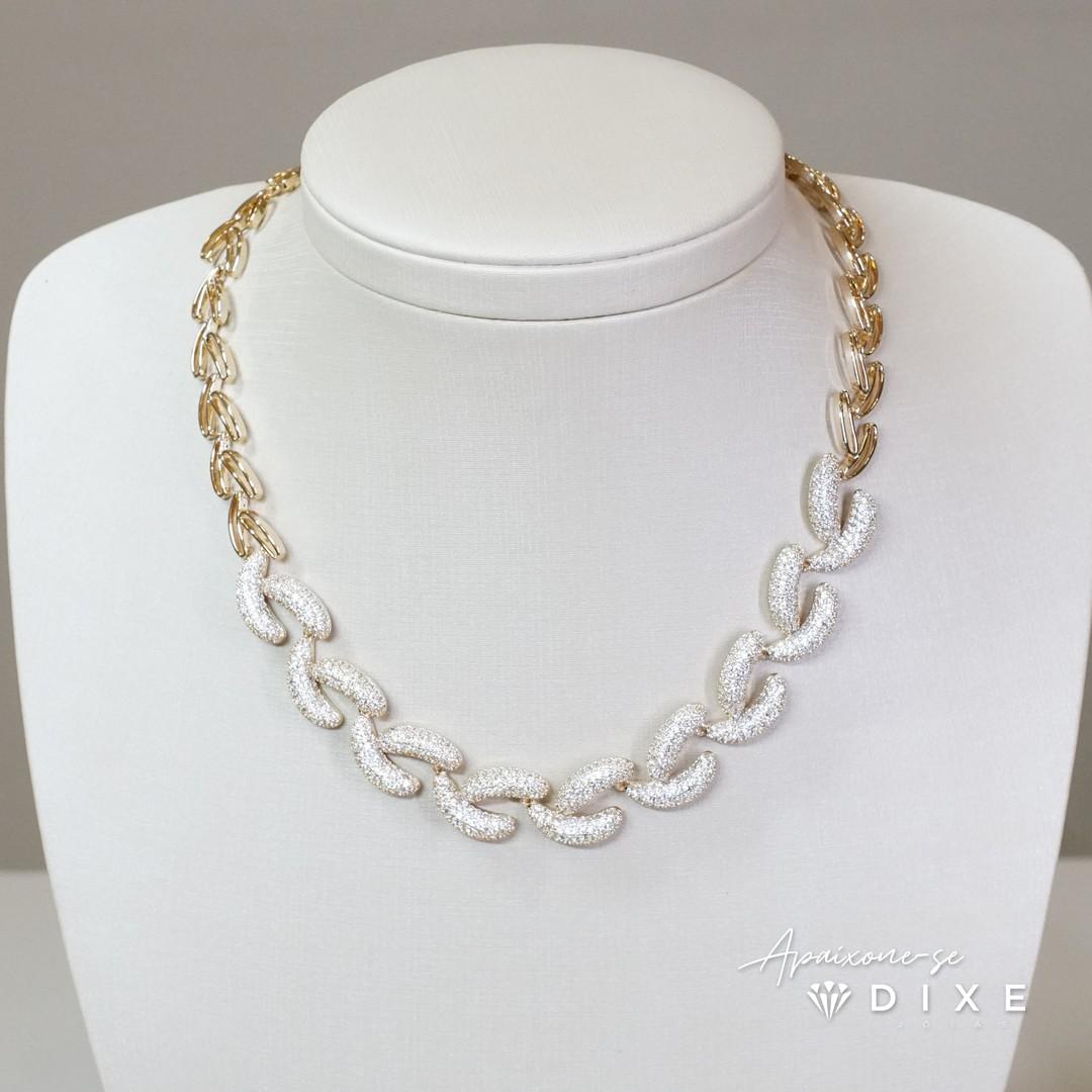 Colar Microzircônia LUXO V liso vazado
