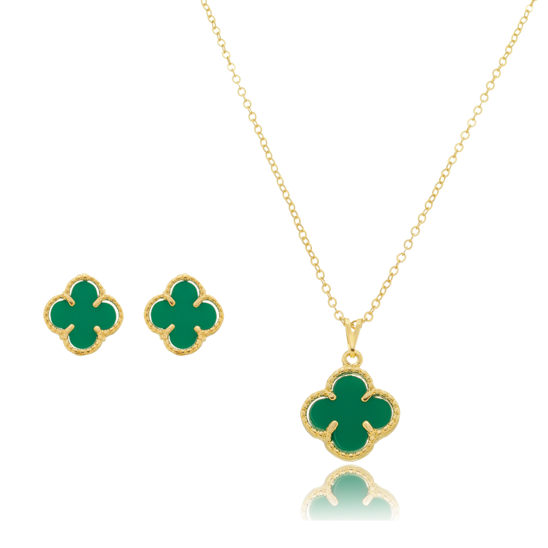 Conjunto inspiração vanCleaf brinco e colar cores