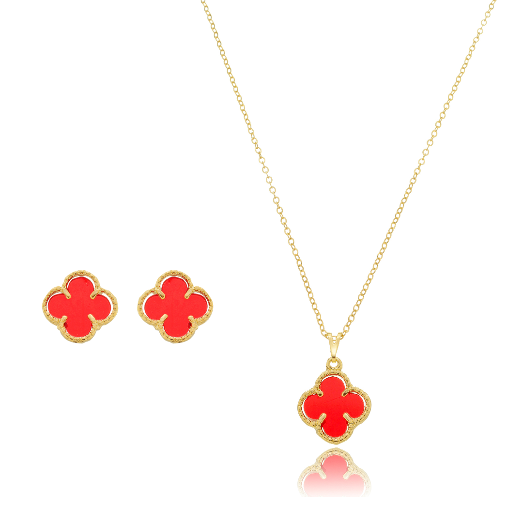 Conjunto inspiração vanCleaf brinco e colar cores