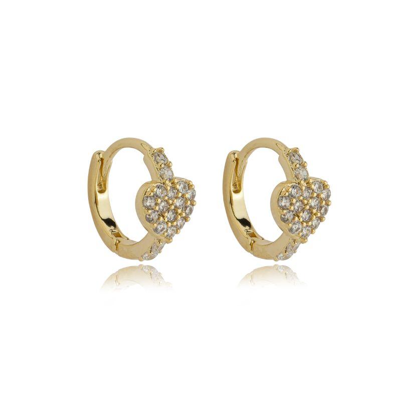 Brinco argola coração microzircônia 12 mm