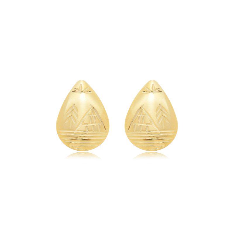 Brinco réplica 3 ouros escrava oval gota