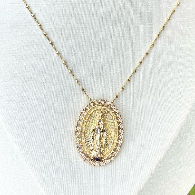 Colar nossa senhora das gracas zircônia em volta