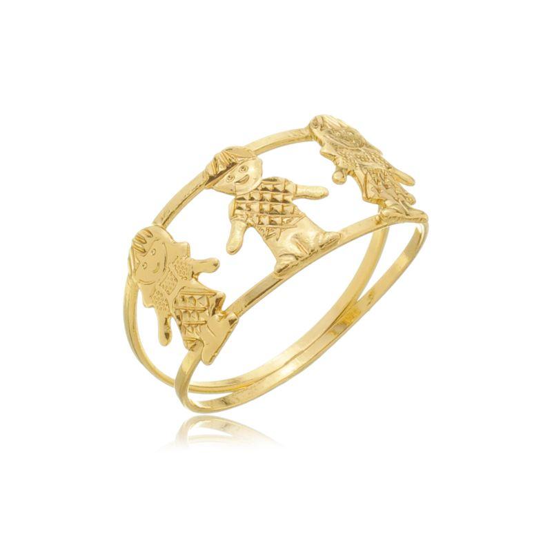 Anel filhos diamantado 3 cores