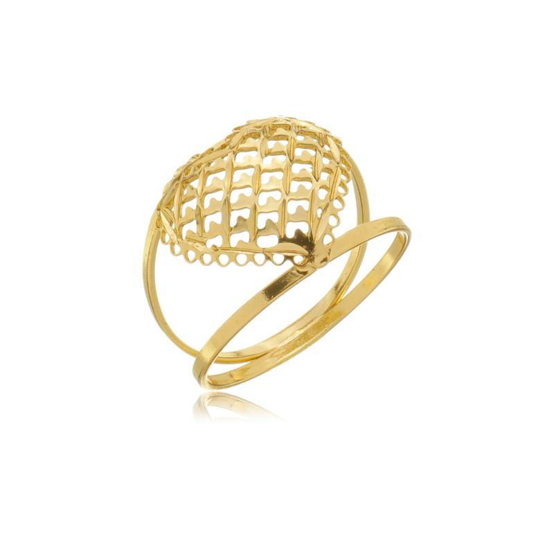 Anel réplica diamantado coracao vazado