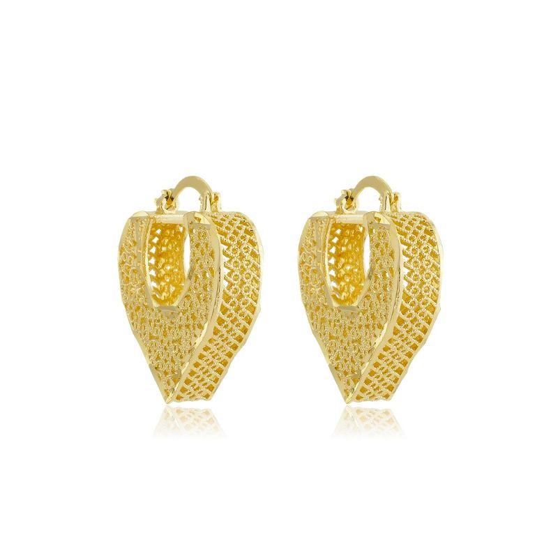 Brinco argola coração inspiração dubai