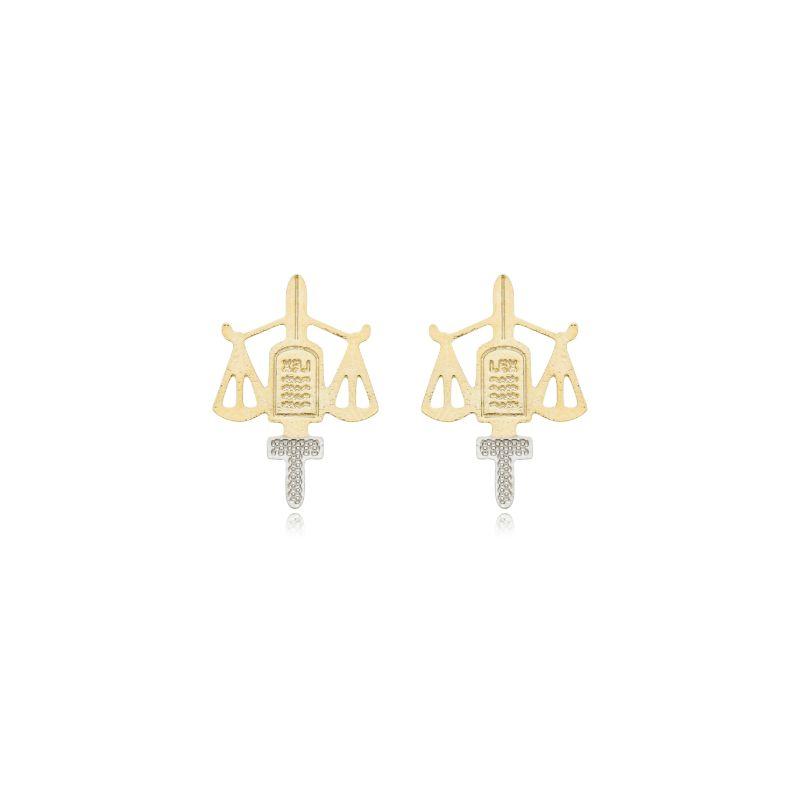 Broche Direito com aplique de ródio