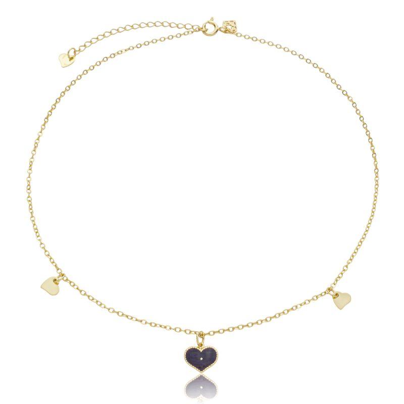 Gargantilha coração resinado preto