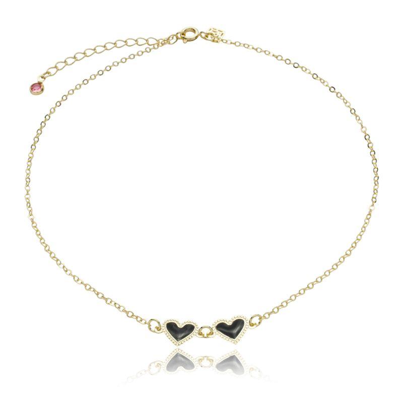 Gargantilha coração resinado preto