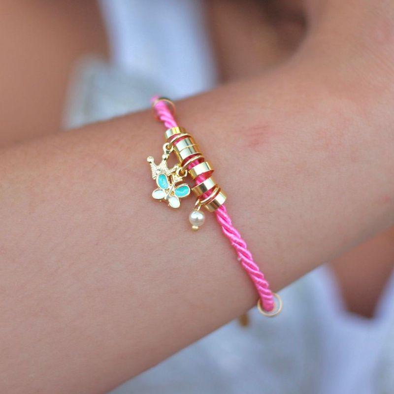 Pulseira cordão rosa