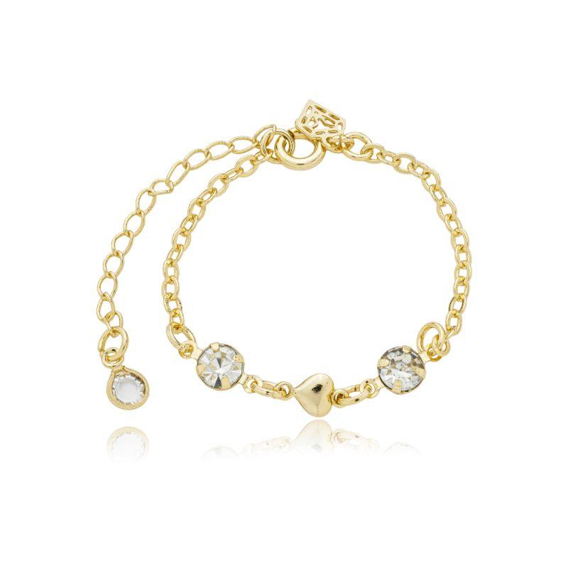 Pulseira elinho coração e zircônia 11 cm + ext