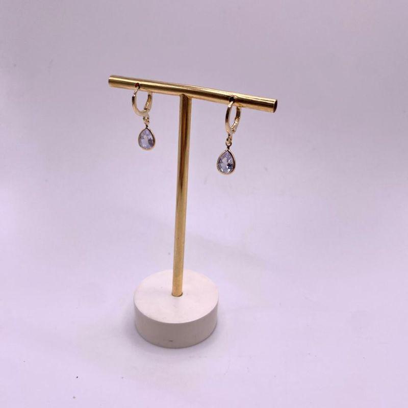 Brinco argola articulada c/ gota zirconia 9 mm