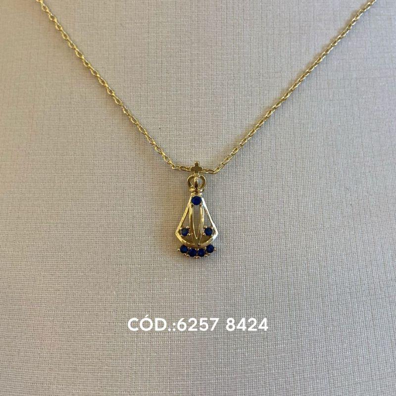 Colar nossa senhora 20 mm zircônia azul