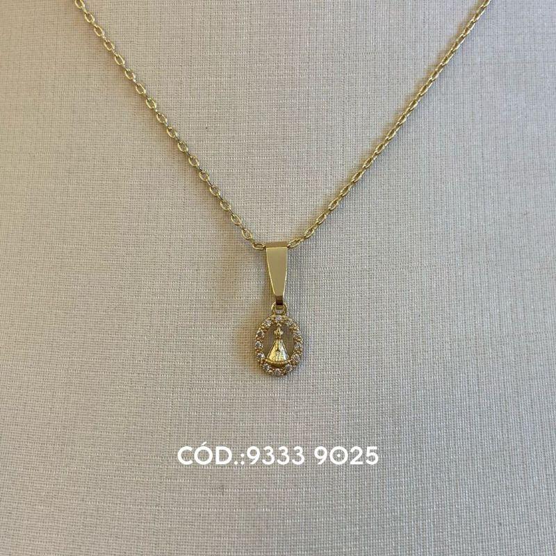 Colar nossa senhora oval 10 mm zircônia cristal