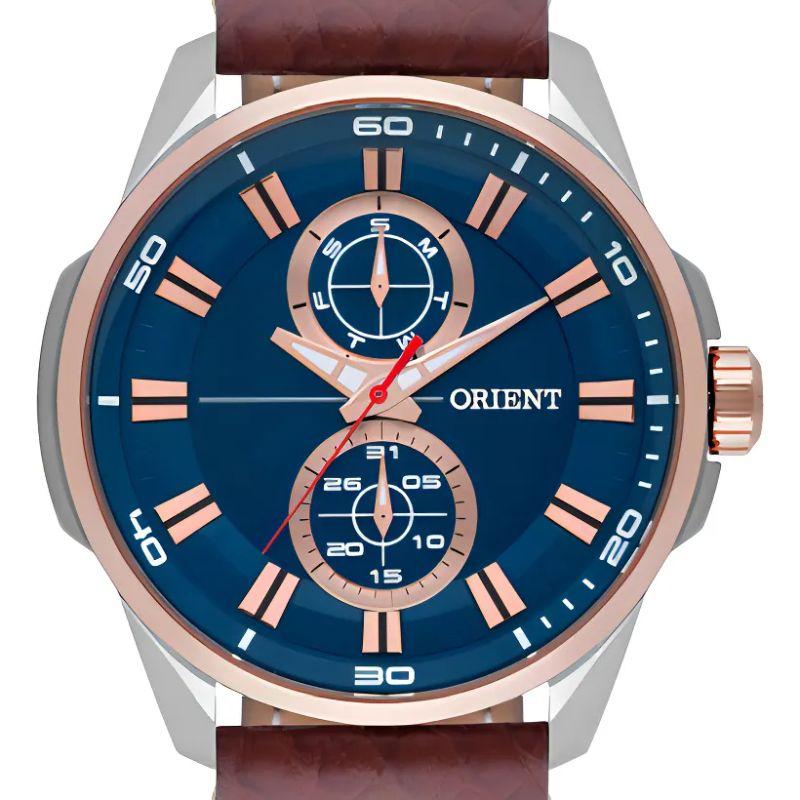 Relógio Orient Masculino Mtscm004 D1mb Marrom Azul Aço