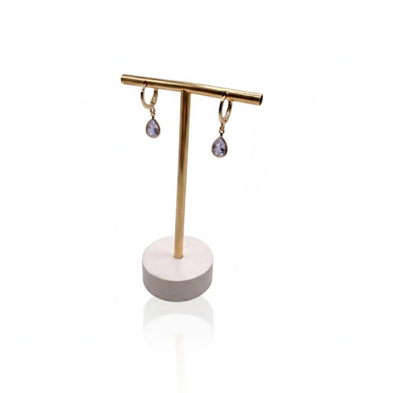 Brinco Argola Articulada C/ Gota Zircônia 12 mm