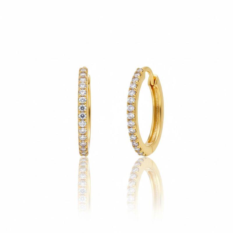 Brinco Argola Retangular Fio de Zircônia Pino no Meio