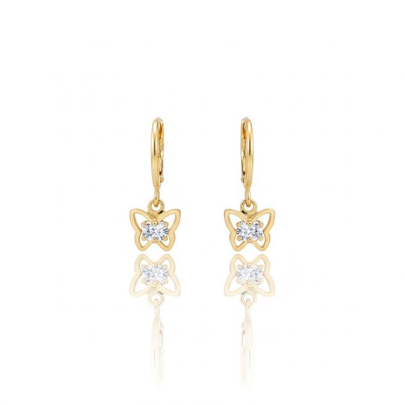 Brinco Argolinha Articulada com Borboleta Cristal