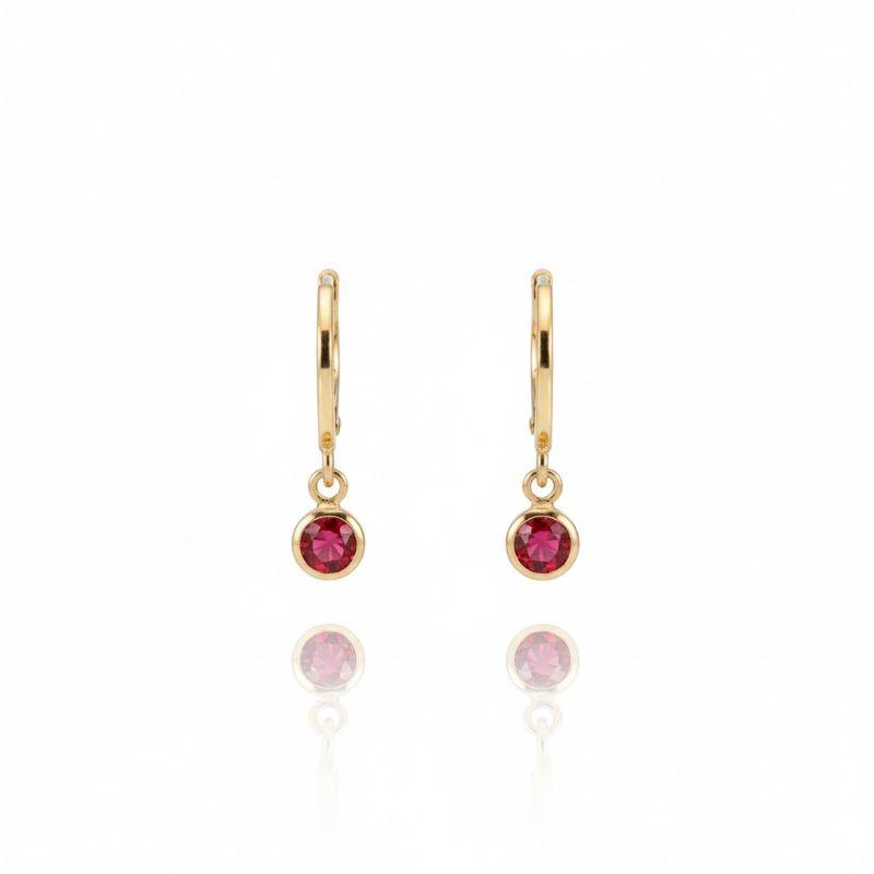 Brinco Argolinha Articulada Zircônia Vermelha