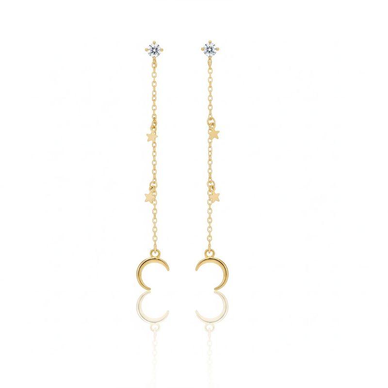 Brinco Fio Elo Cadeadinho Estrela Com Piercing Base Com Ponto de Luz