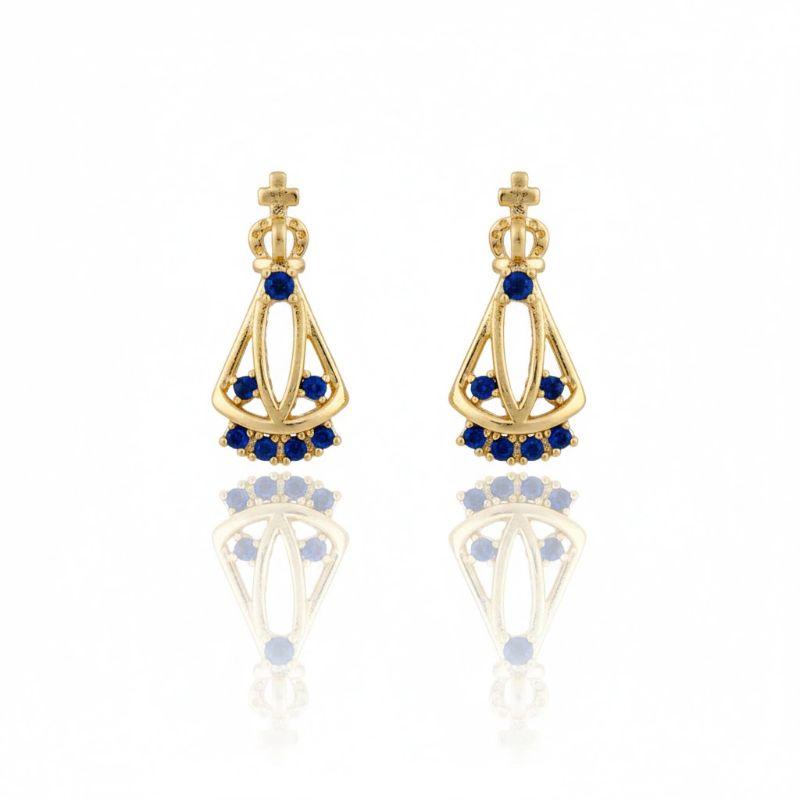 Brinco Nossa Senhora 20mm Zircônia Azul