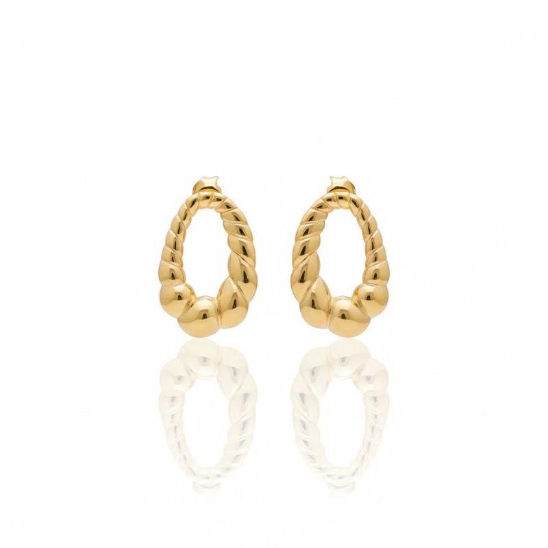 Brinco Oval Trançado Liso