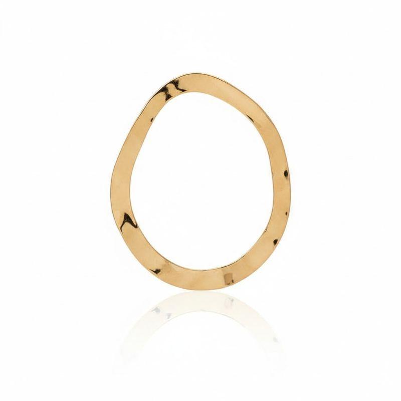 Brinco pingente oval martelado