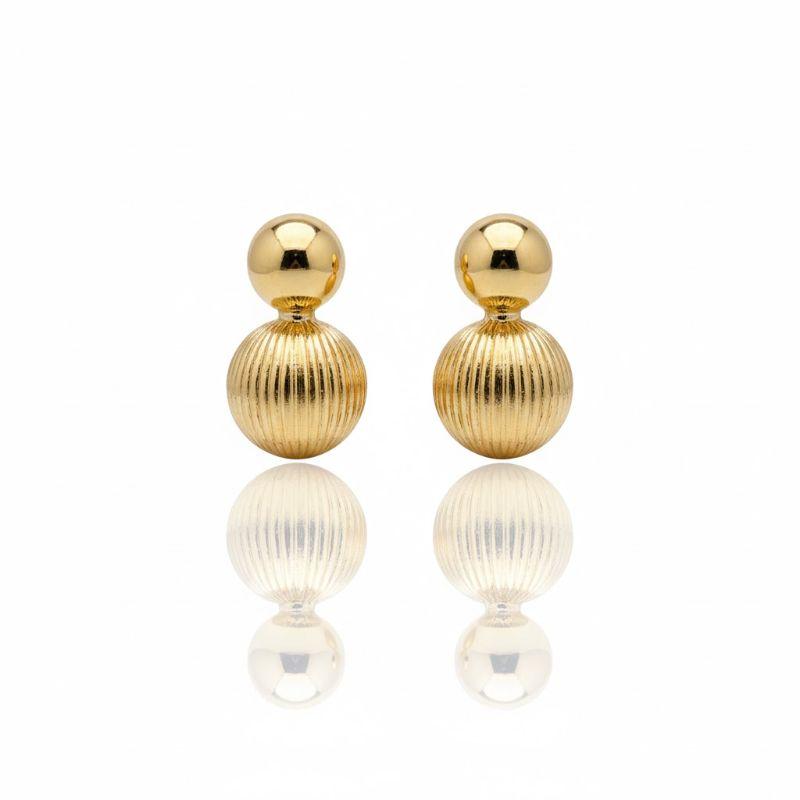 Brincos Bolas Listradas Duplas