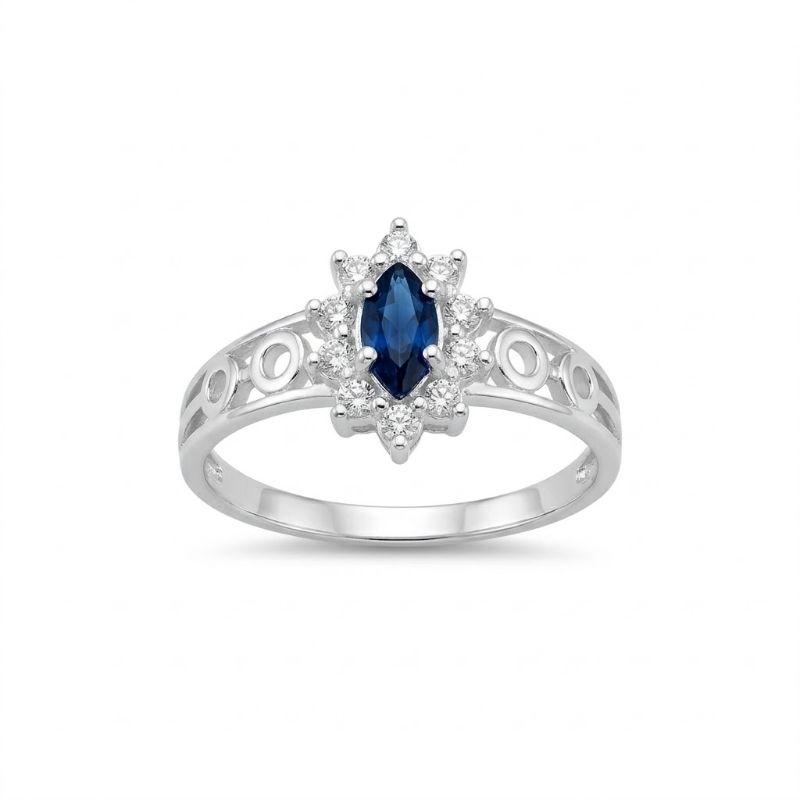 Anel Forma Oval Contorno Cravejado Ruby/Azul/Esmeralda