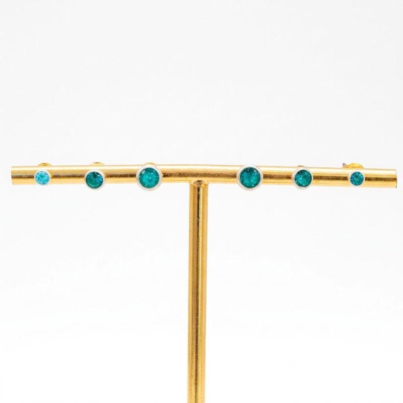 Trio Brinco Ponto de Luz Zircônia Cravação Inglesa 3x4x5 Turmalina